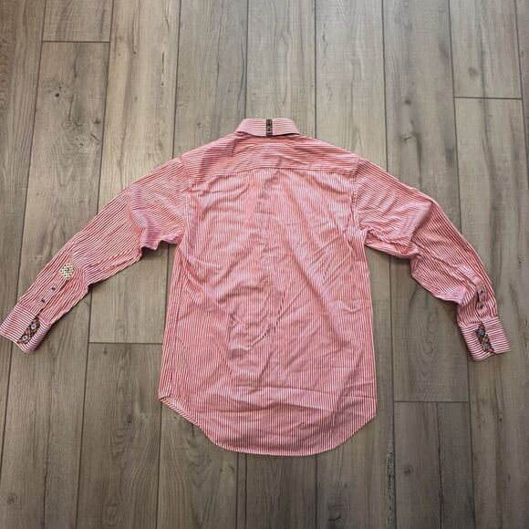 Robert Graham Striped Shirt Mens Small Regular Flip Cuff Button Long Sleeve Red - Picture 6 of 12